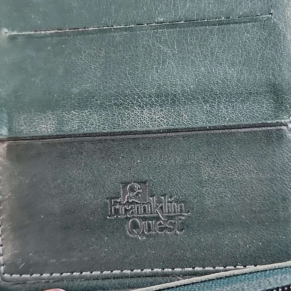 Vintage Franklin Quest Zip Around Green Leather Planner Organizer
